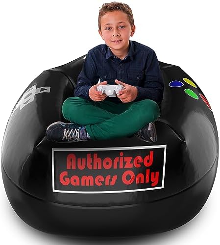 The Gamer’s Chair – Inflatable Video Gamer Chair – Cool Blow Up Bean Bag Style Air Filled Cheap Gaming Chair for Kids & Teens – Indoor Furniture Bedroom Lounge Floor for Boys & Girls